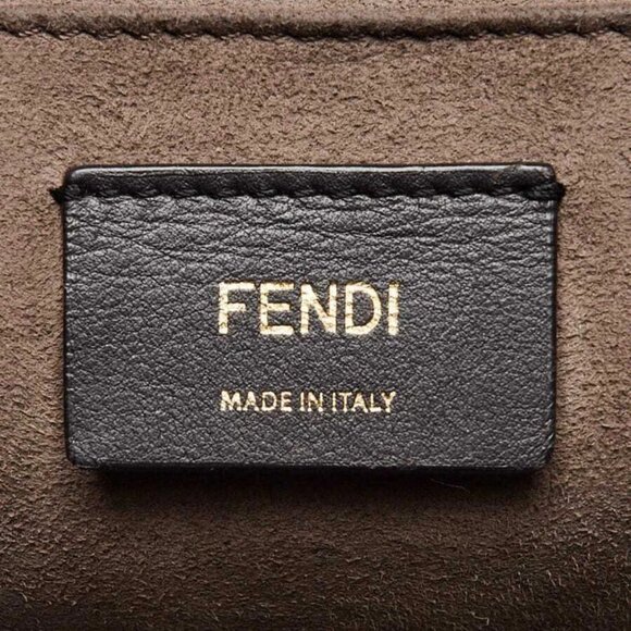 Fendi Grey Leather Kan I F Logo Shoulder Bag - Picture 10 of 12